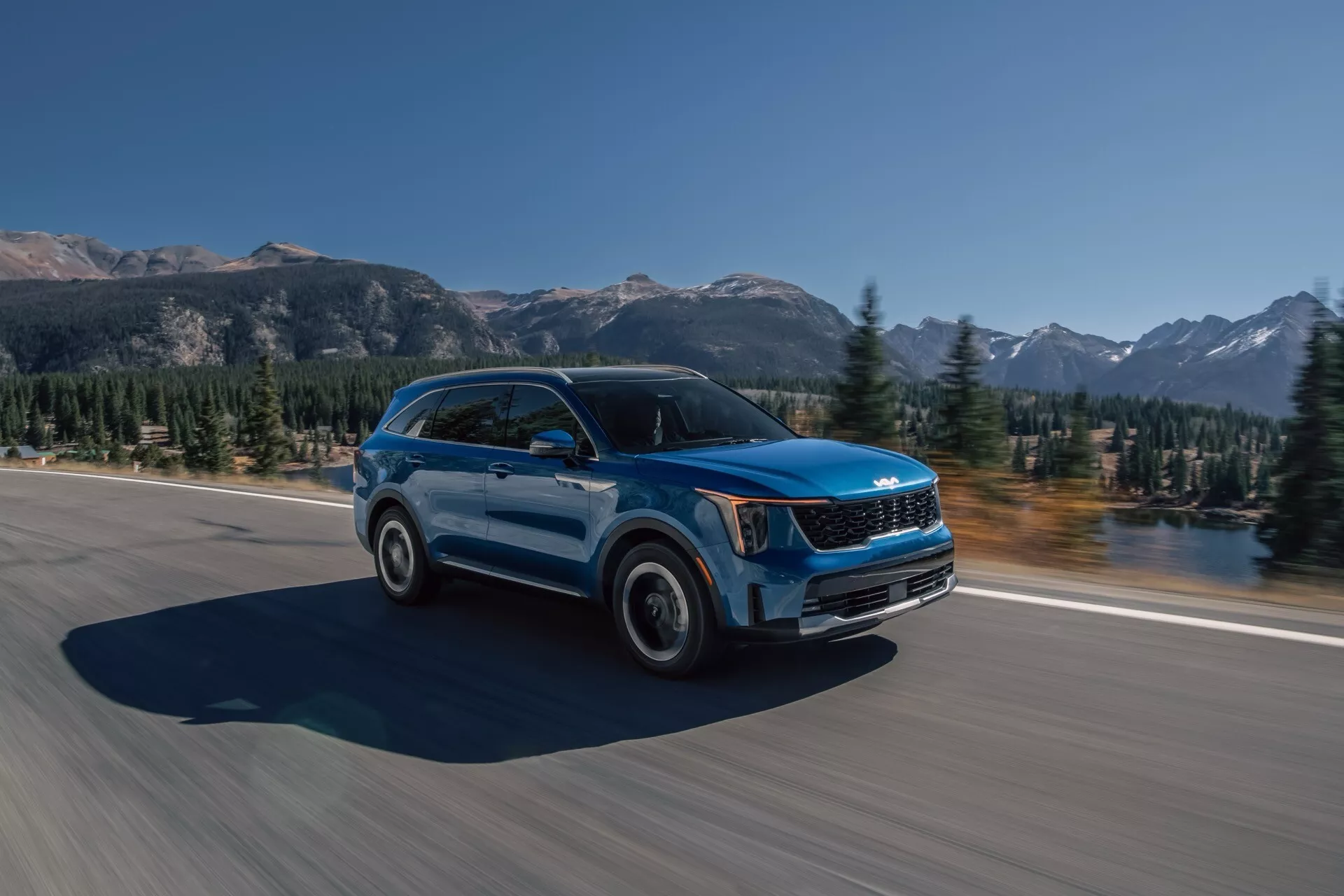 Modèle Kia Sorento MQ4 facelift 2024 présentant son design raffiné et ses caractéristiques avancées