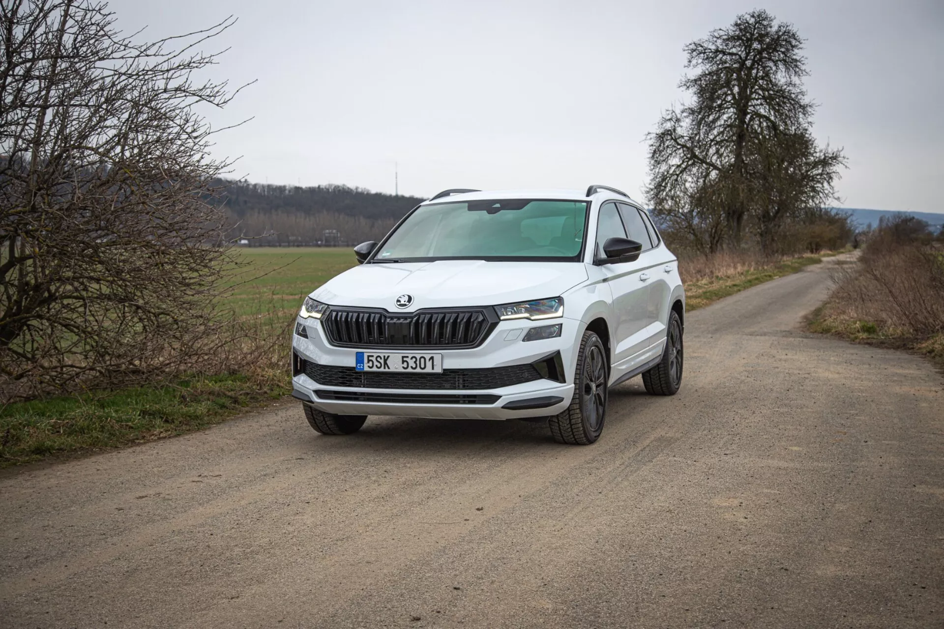 SUV Skoda Karoq 2021 dans un cadre extérieur dynamique, mettant en avant le design élégant et les fonctionnalités avancées