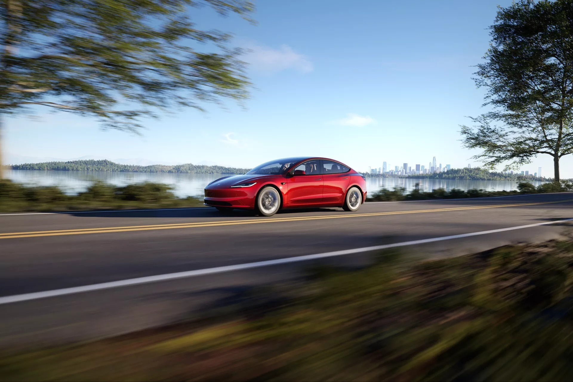 Facelift de la première génération de la Tesla Modèle 3 2023, avec un design élégant, une aérodynamique améliorée et une technologie de pointe
